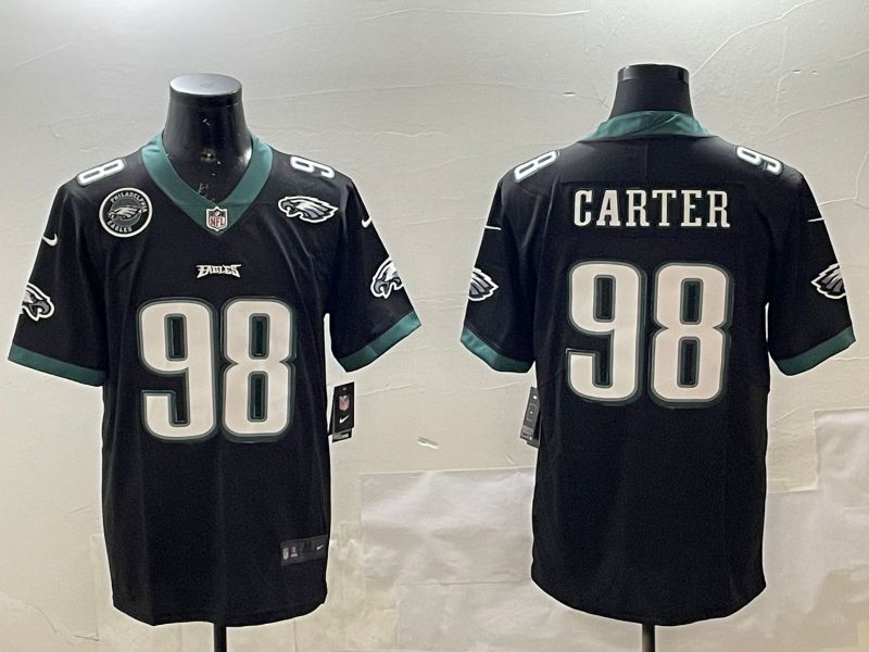 Men Philadelphia Eagles #98 Carter Black Second generations 2025 Nike Vapor Limited NFL Jersey style 5